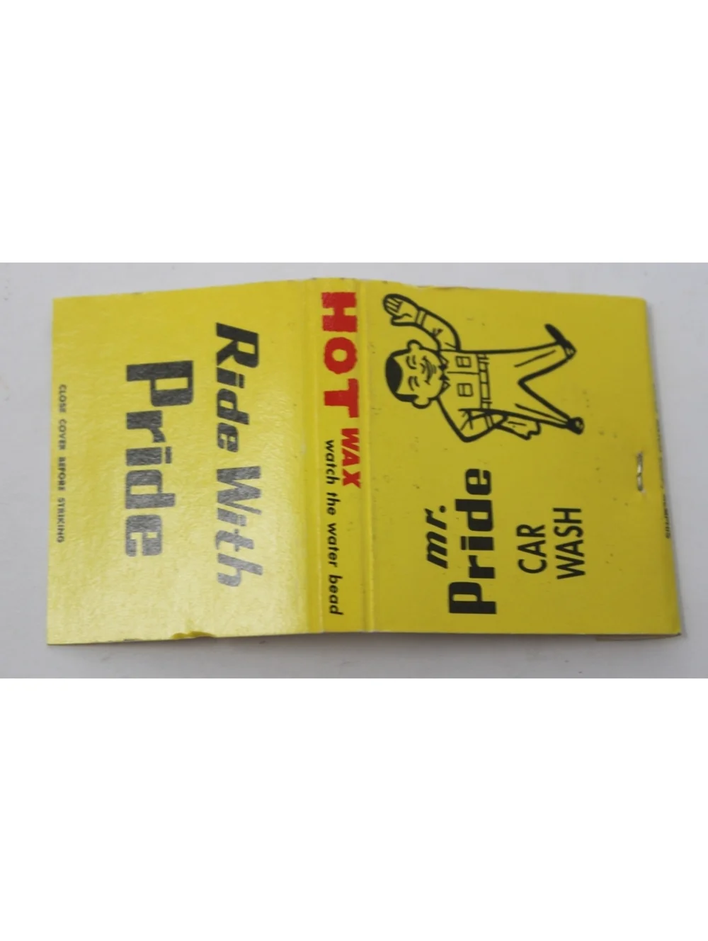 Vintage Matchbook Mr. Pride Car Wash Memphis, Tennessee Ride With Pride Hot Wax